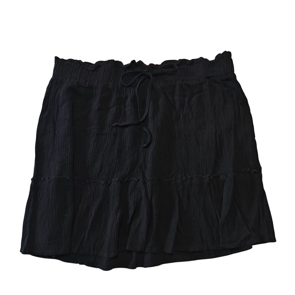 Joe B Black Tiered Mini Skirt XL Gauze Crinkle Boho Elastic Waist